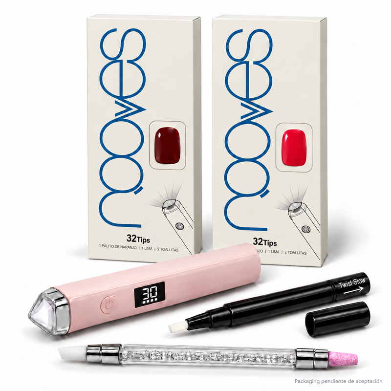 Kit Duo de Extensiones de Gel NOOVES con dos cajas, Lámpara de Moldeado, Nail Beauty Pen y Quartz Dual Stick