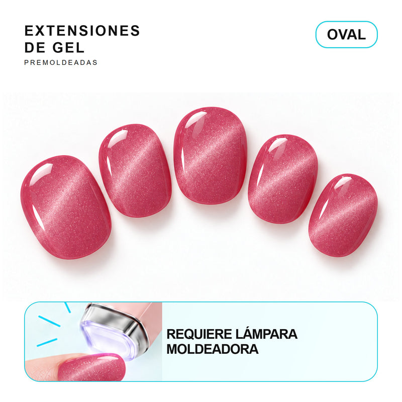 Extensiones de gel NOOVES Mystic Rose, forma oval, cinco piezas con información