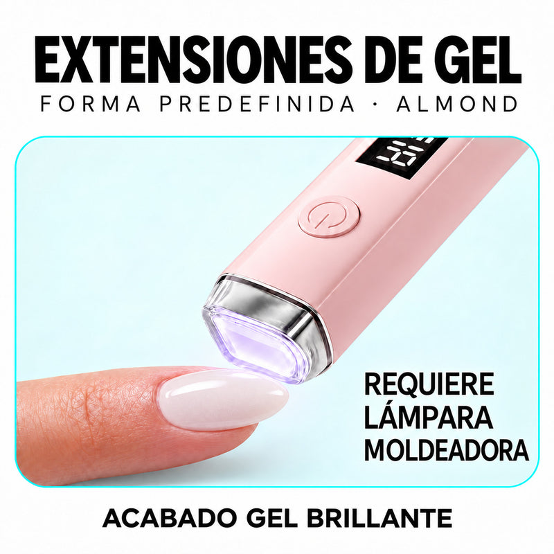Extensiones de gel NOOVES Crystal Clear, forma almond, lámpara moldeadora