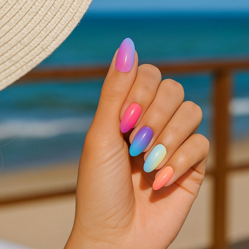 Packaging Láminas Láminas de Gel - Rainbow - Nooves Nails - Incluye lima y palito de naranjo