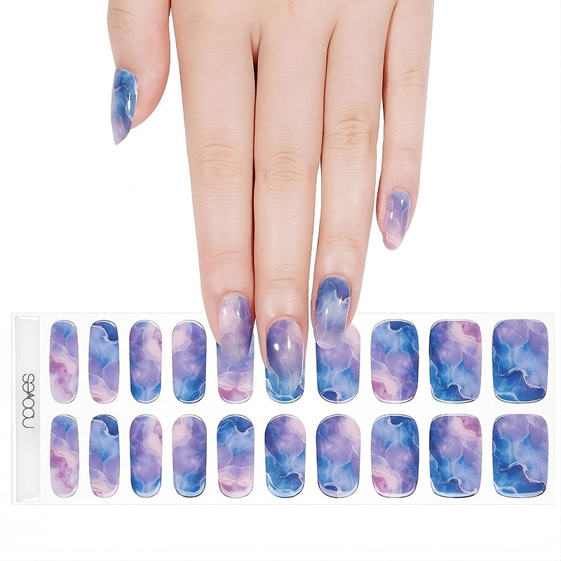 Gel Nail - Blue Marble - Nooves Nails