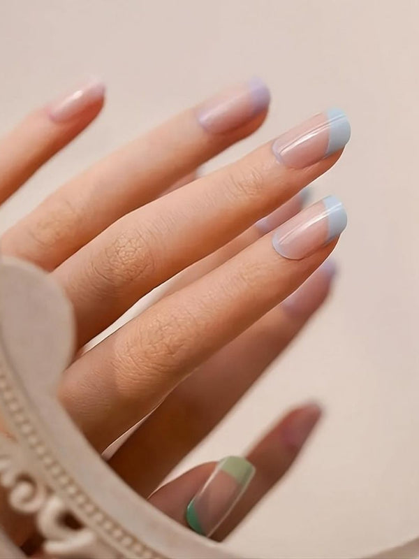 Folhas de Gel - French Party - Nooves Nails - Láminas de uñas de gel semicuradas
