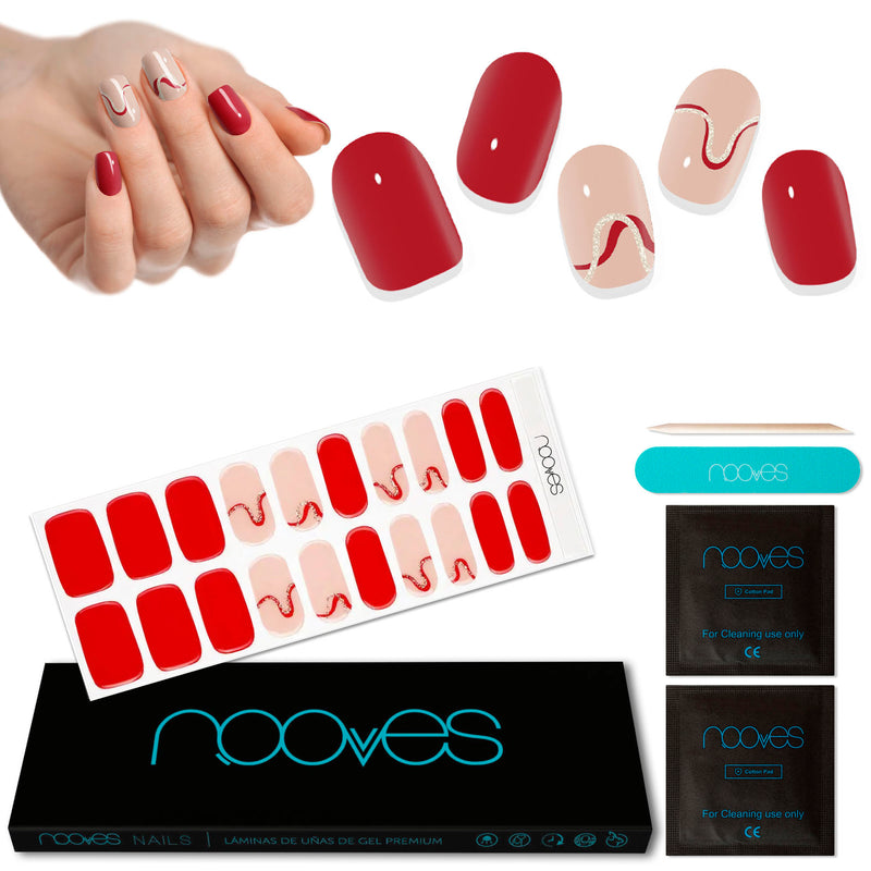 Gel Nail - Red Waves - Nooves Nails