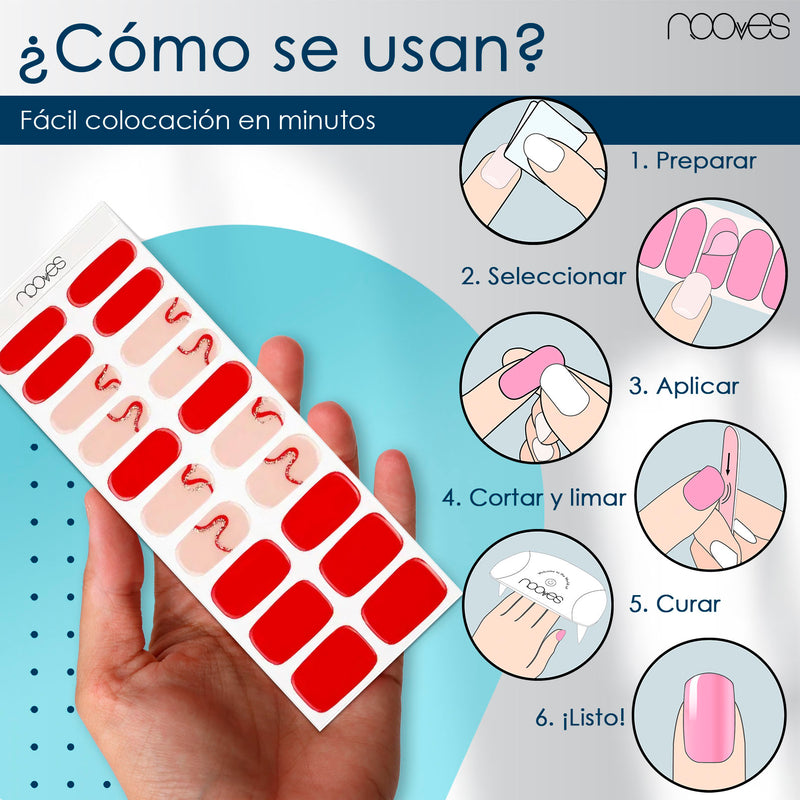 Gel Nail - Red Waves - Nooves Nails