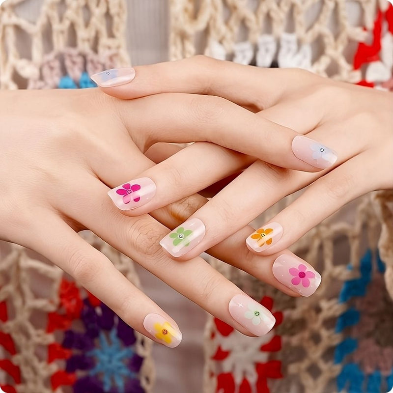 Gel Nail - Smiley Flowers - Nooves Nails