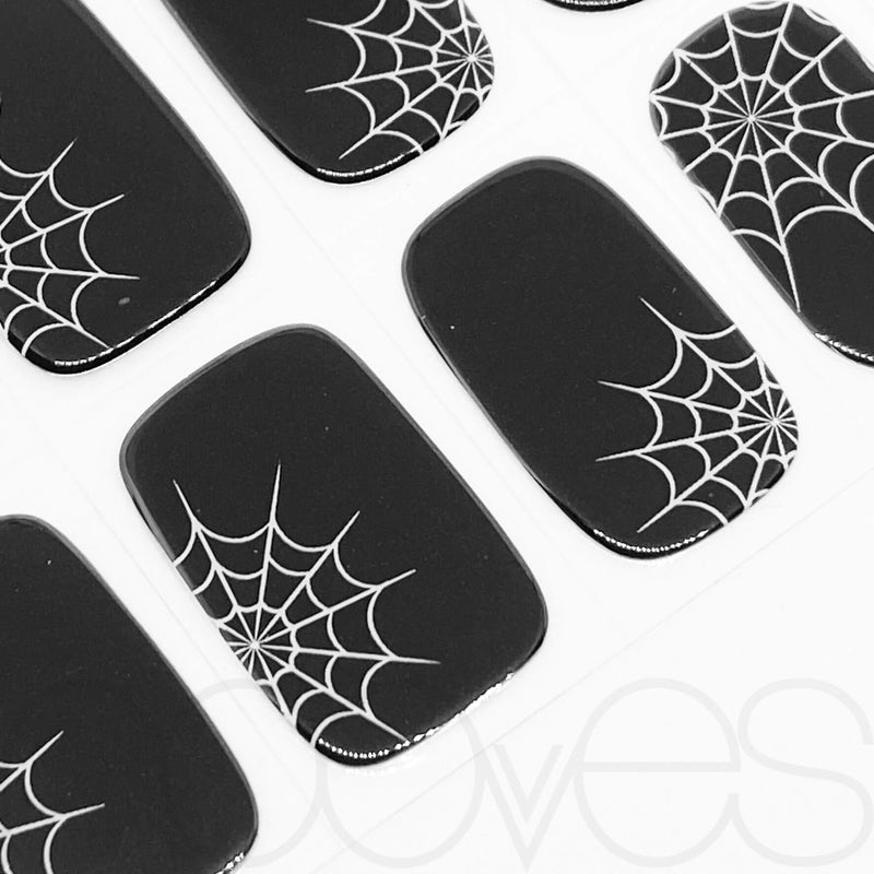 Kit de uñas de gel Láminas de Gel - Black Spider - Halloween - Fácil aplicación sin torno