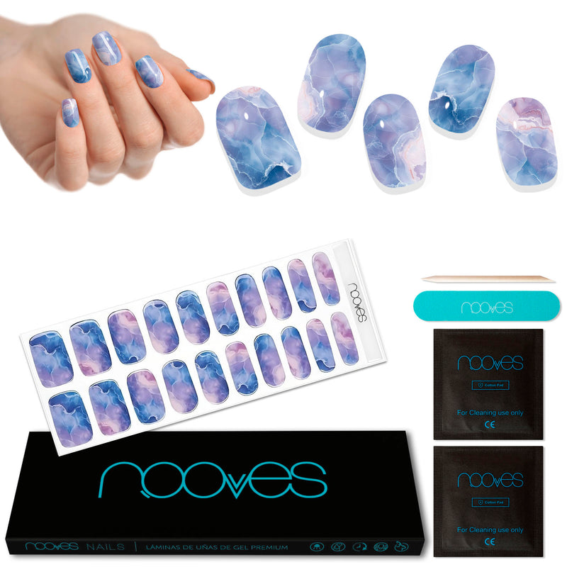 Gel Nail - Blue Marble - Nooves Nails