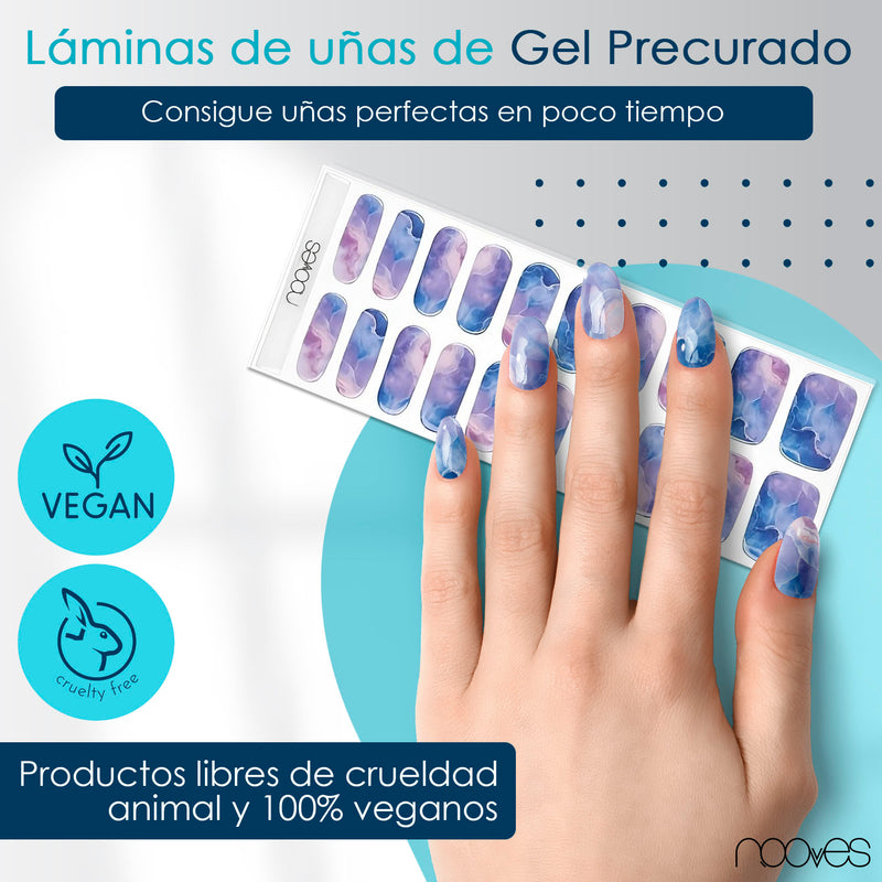 Gel Nail - Blue Marble - Nooves Nails