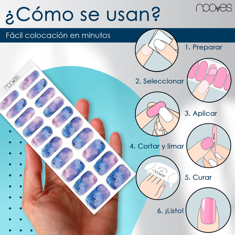 Gel Nail - Blue Marble - Nooves Nails