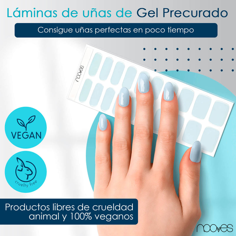 Cómo quedan las uñas de gel Láminas de Gel - Blue Salt - Nooves Nails - Antes y después