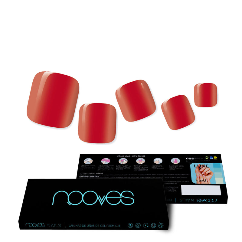 Kit de uñas de gel Láminas de Gel Pedi - Crimson Passion - Nooves Nails - Fácil aplicación sin torno