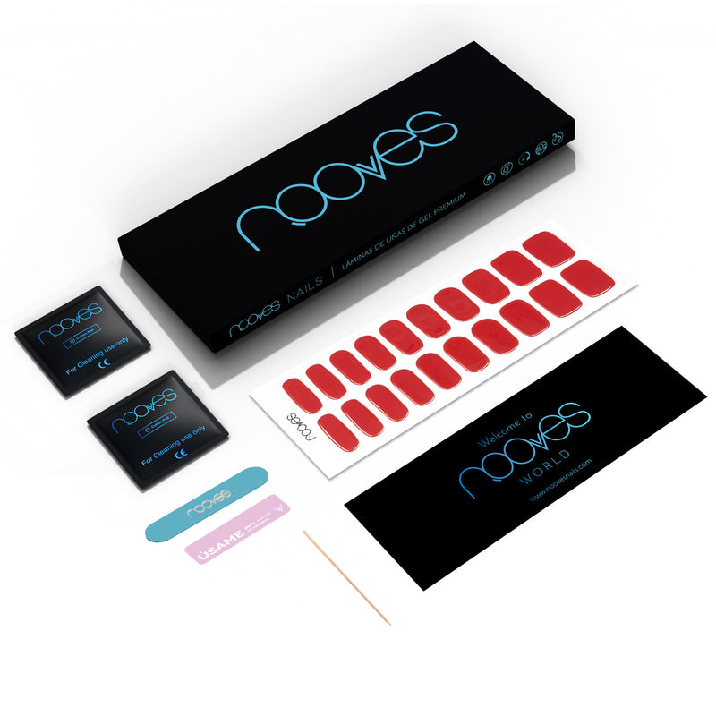 Packaging Láminas Pack Red Summer Vibes – Pack de 2 láminas de uñas para manicura y pedicura - Incluye lima y palito de naranjo