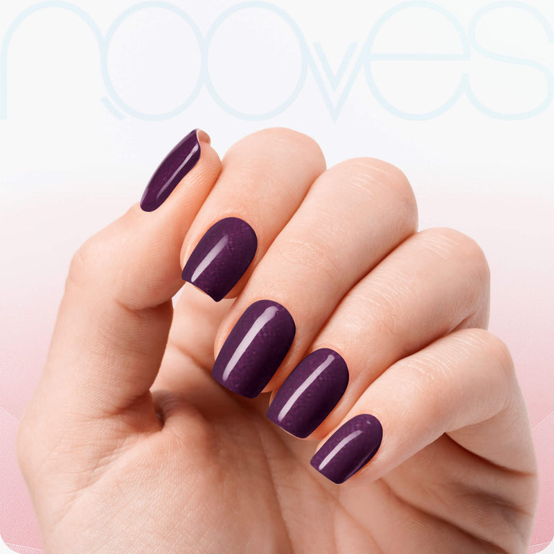 Cómo quedan las uñas de gel Láminas de Gel - Grape Glow - Nooves Nails - Antes y después