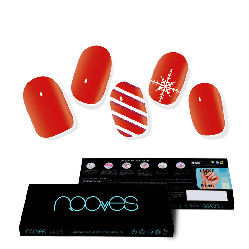 Cómo quedan las uñas de gel Láminas de Gel - Holiday Harmony - Nooves Nails - Antes y después