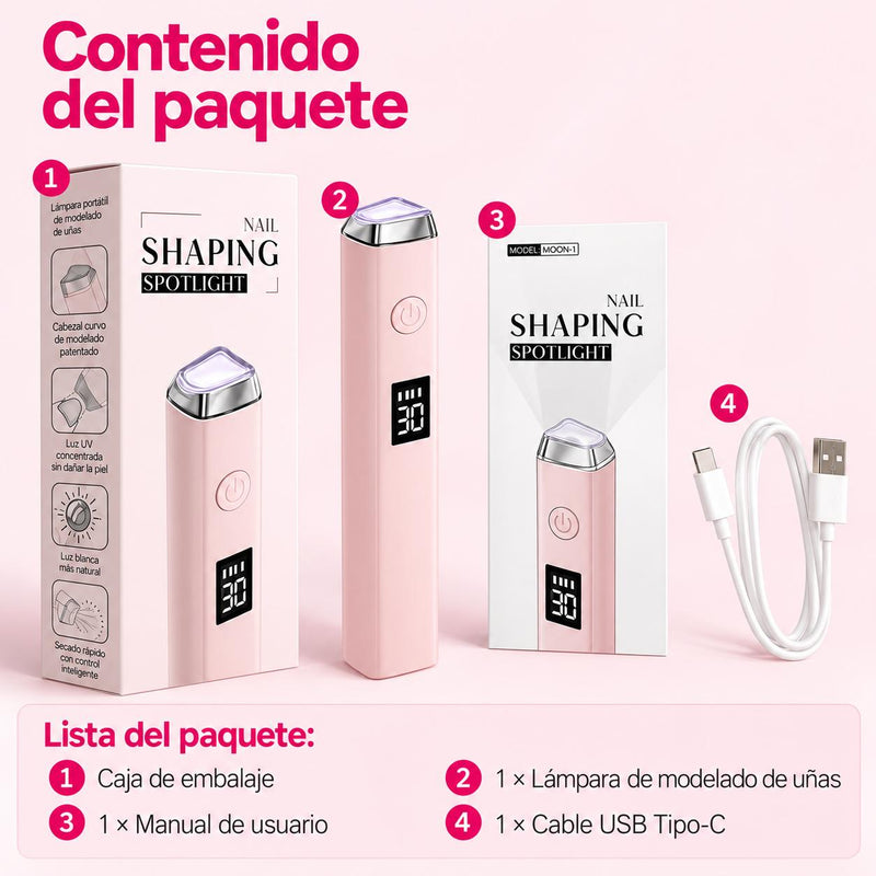 Contenido de la caja: caja, lámpara de moldeado, manual de usuario y cable USB Tipo-C