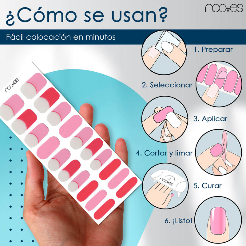 Packaging Láminas Láminas de Gel - Love Vibes - Nooves Nails - Incluye lima y palito de naranjo