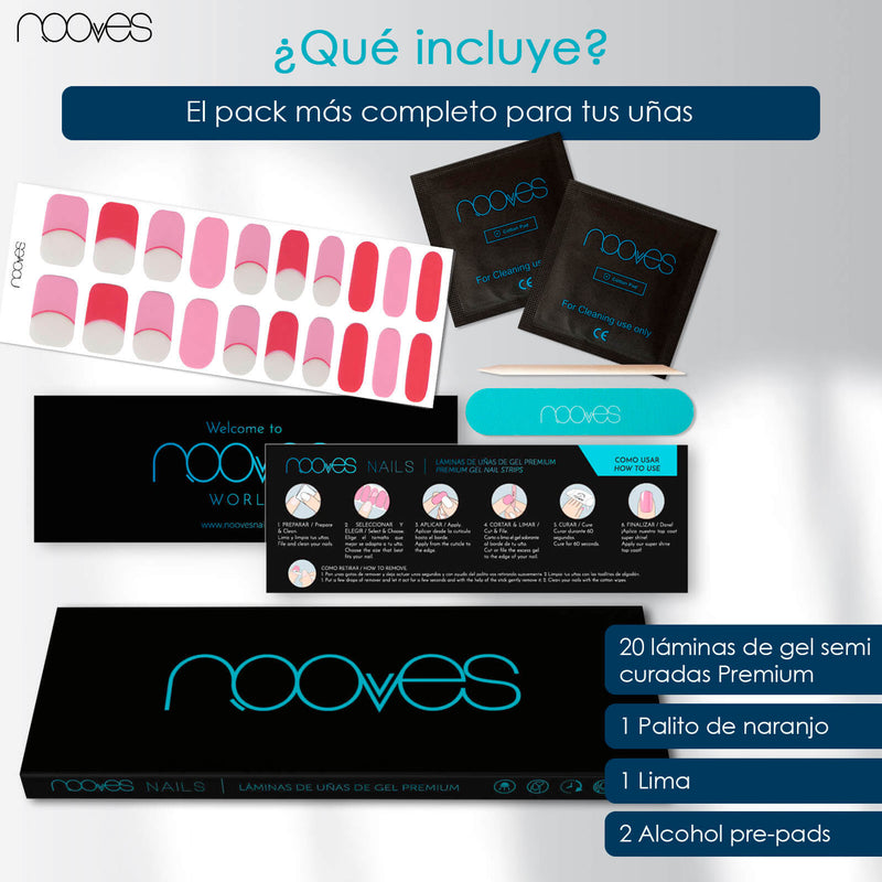 Cómo quedan las uñas de gel Láminas de Gel - Love Vibes - Nooves Nails - Antes y después