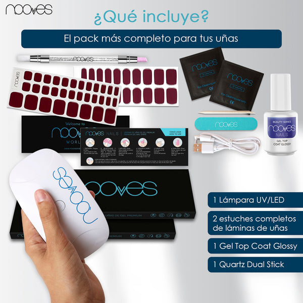 Kit Inicial Wine Nights – Pacote de Manicure e Pedicure Vinho Tinto com Top Coat