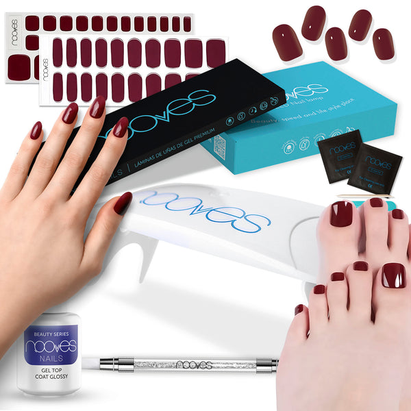 Kit Inicial Wine Nights – Pacote de Manicure e Pedicure Vinho Tinto com Top Coat