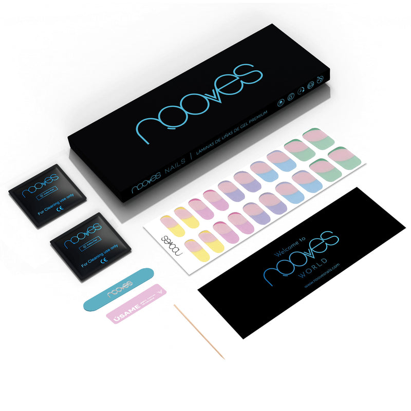 Kit de uñas de gel Folhas de Gel - French Party - Nooves Nails - Fácil aplicación sin torno