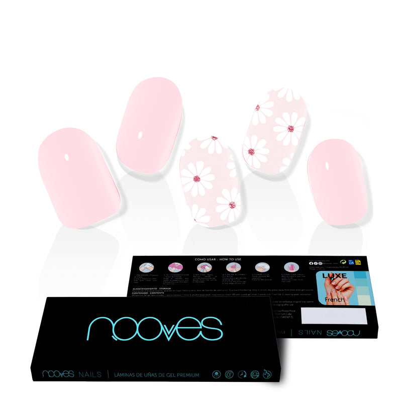 Láminas resistentes al agua Láminas de Gel - Daisy Pink - Nooves Nails - Duración más de 14 días