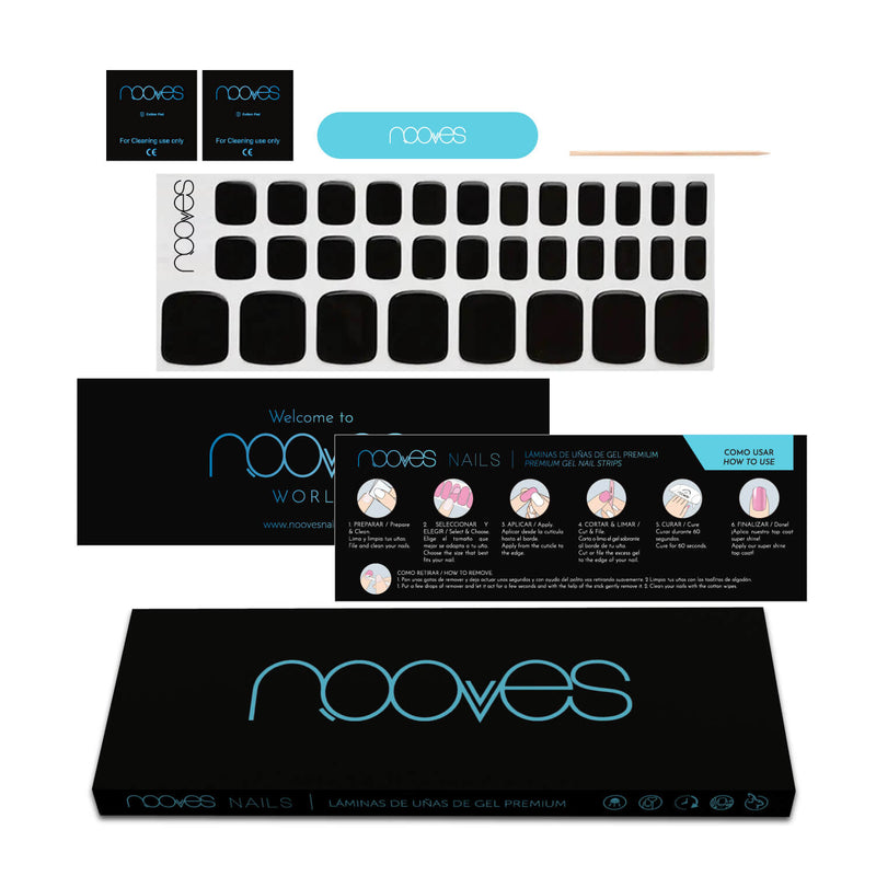 Láminas resistentes al agua Pack Total Black – Pack de 2 láminas de uñas negras para manicura y pedicura - Duración más de 14 días