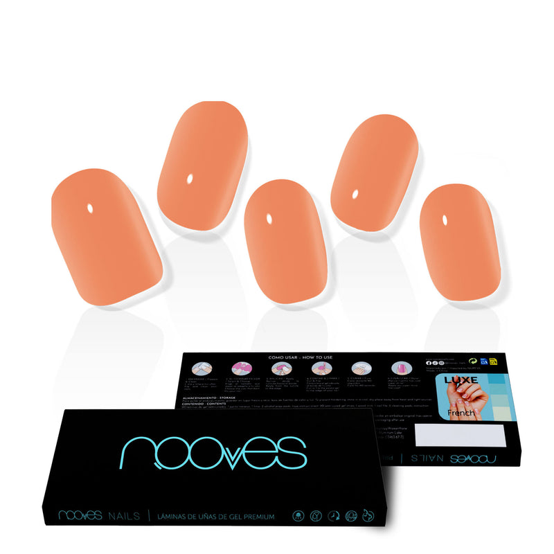 Cómo quedan las uñas de gel Láminas de Gel - Orange Glow - Nooves Nails - Antes y después