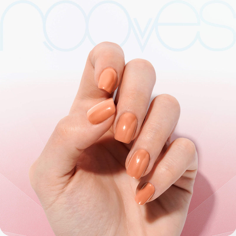 Uñas de gel Láminas de Gel - Orange Glow - Nooves Nails curadas con lámpara UV - Brillo espejo