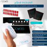 Pack Lámina de uñas de gel Premium precurado Nooves Nails Diseños Rojos + Lámpara uñas UV/LED PORTÁTIL 8w