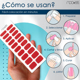 Pack Lámina de uñas de gel Premium precurado Nooves Nails Diseños Rojos + Lámpara uñas UV/LED PORTÁTIL 8w