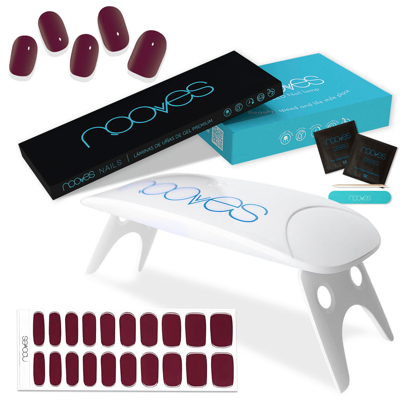 Láminas de Gel Semicuradas Pack Lámina de uñas de gel Premium precurado Nooves Nails Colores Sólidos + Lámpara uñas UV/LED PORTÁTIL 8w - Calidad Profesional Nooves