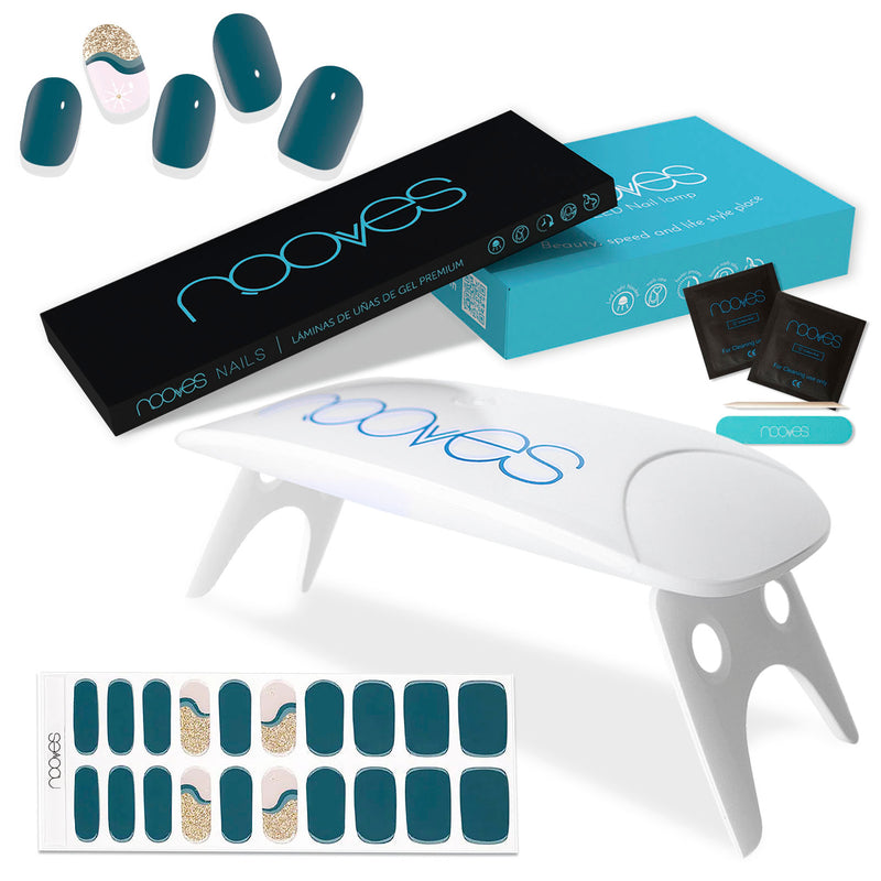 Tendencia manicura Pack Lámina de uñas de gel Premium precurado Nooves Diseños Navidad + Lámpara uñas UV/LED PORTÁTIL 8w - Estilo moderno y elegante