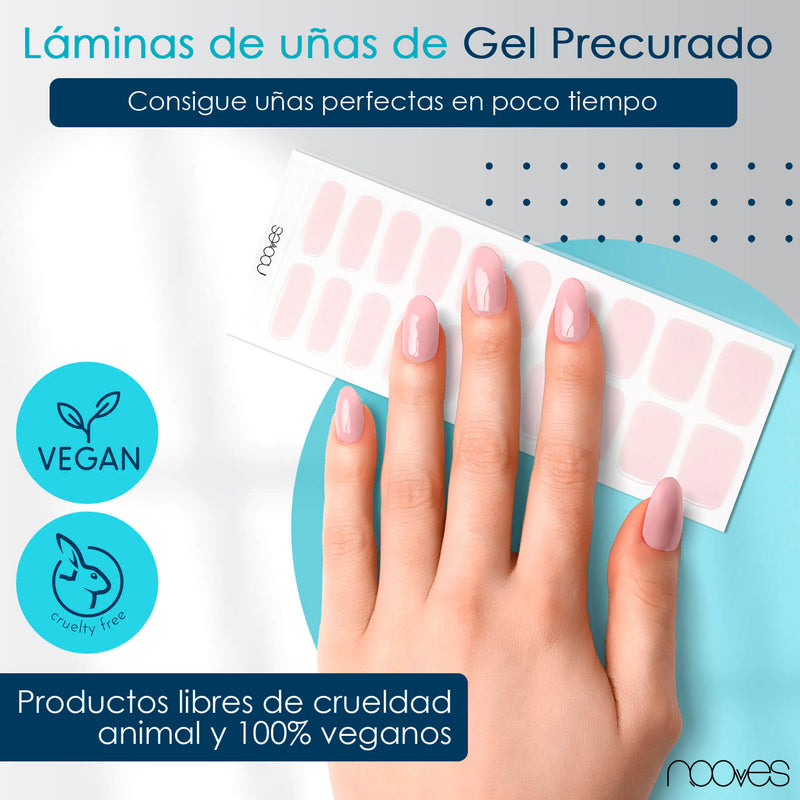 Cómo quedan las uñas de gel Láminas de Gel - Pale Pink - Nooves Nails - Antes y después