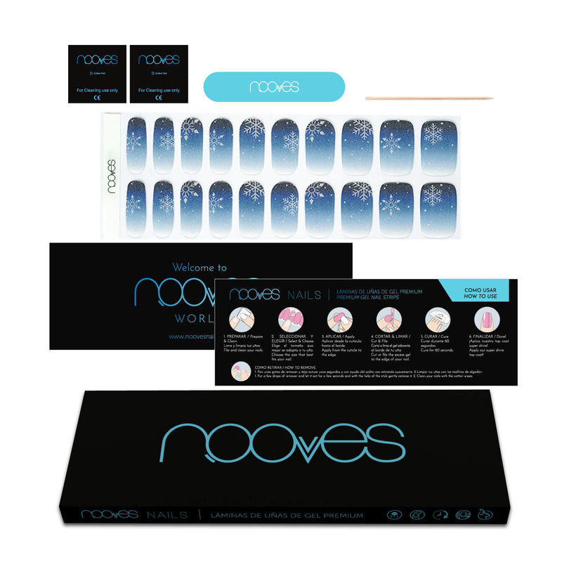 Packaging Láminas Láminas de Gel - Polar Chill - Nooves Nails - Incluye lima y palito de naranjo