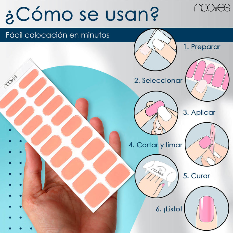 Packaging Láminas Láminas de Gel - Powder Blush- Nooves Nails - Incluye lima y palito de naranjo