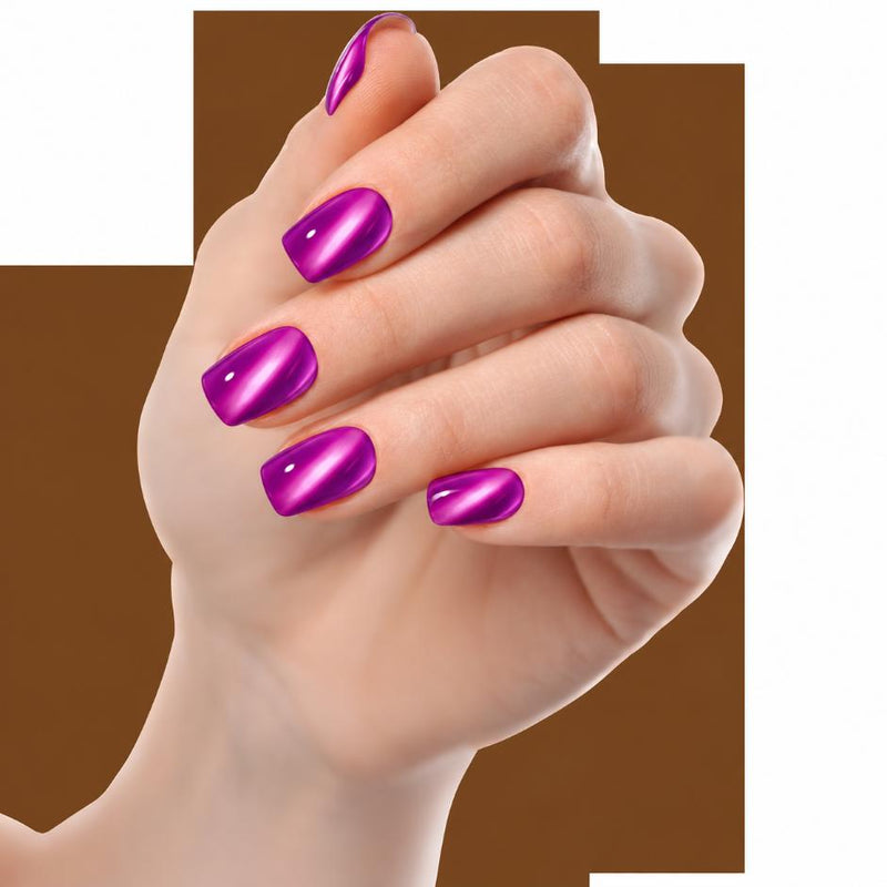 Uñas de gel Purple Mirror curadas con lámpara UV - Brillo espejo