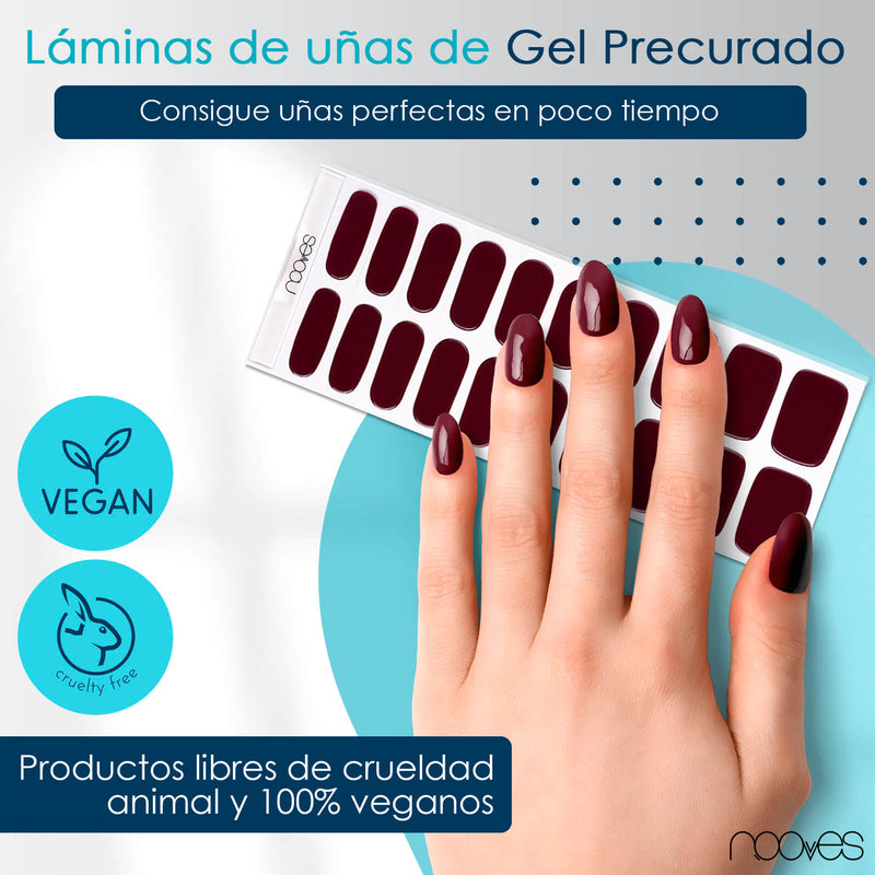 Láminas resistentes al agua Láminas de Gel - Red Wine - Nooves Nails - Duración más de 14 días