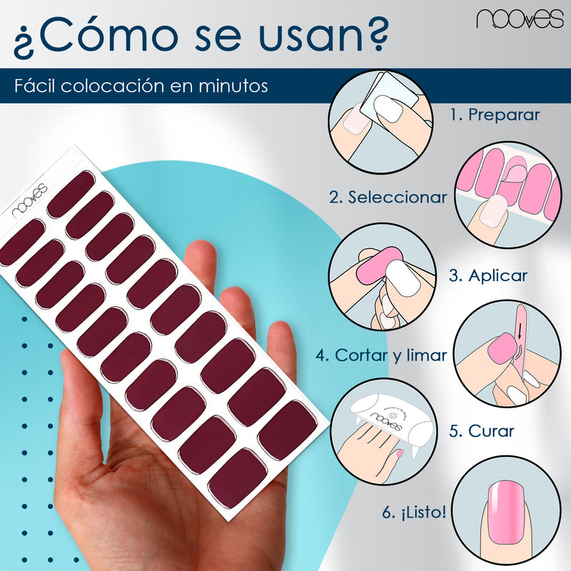 Packaging Láminas Pack Wine Nights – Pack de 2 láminas de uñas para manicura y pedicura - Incluye lima y palito de naranjo