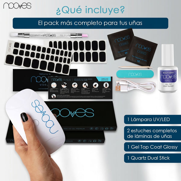 Starter Kit Midnight Noir – Pack de Manicure e Pedicure Pretos com Top Coat