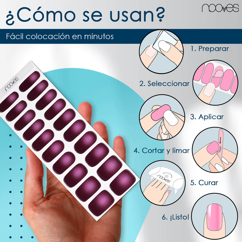 Cómo quedan las uñas de gel Láminas de Gel - Velvet Halo - Nooves Nails - Antes y después