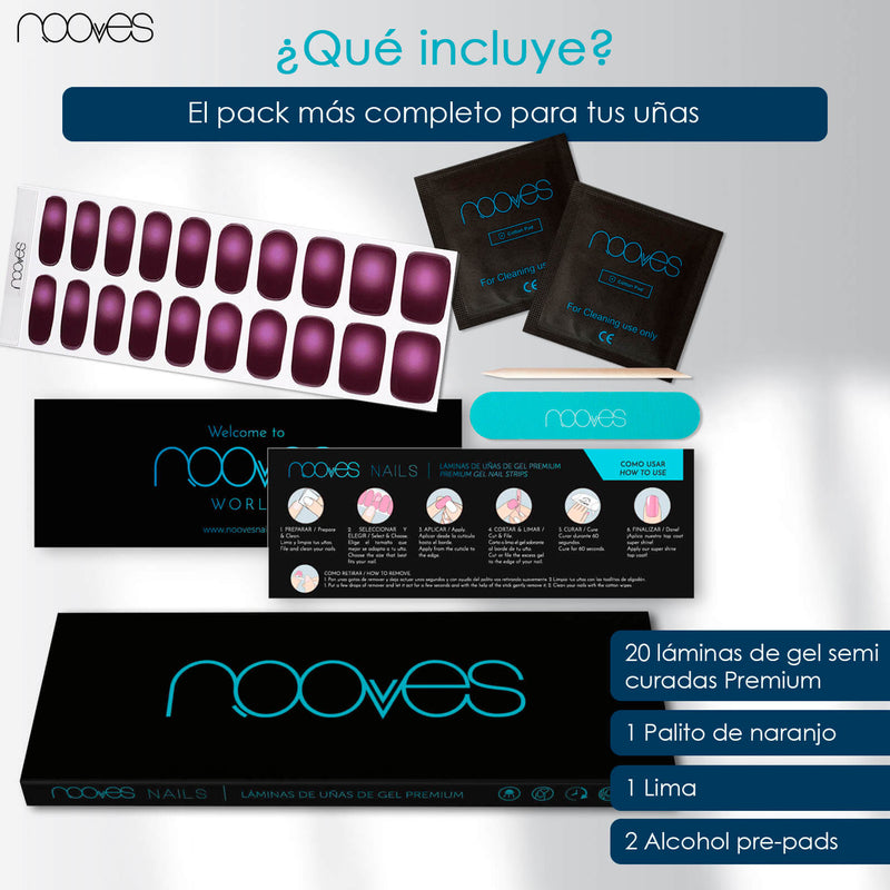 Kit de uñas de gel Láminas de Gel - Velvet Halo - Nooves Nails - Fácil aplicación sin torno