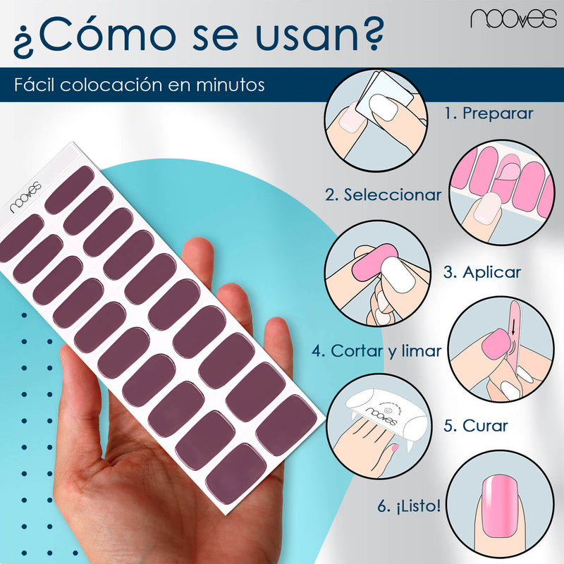 Uñas de gel Láminas de Gel - Violet Ether - Nooves Nails curadas con lámpara UV - Brillo espejo