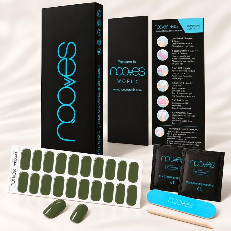 Kit de uñas de gel Olive Night - Fácil aplicación sin torno