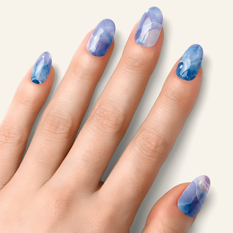 Gel Nail - Blue Marble - Nooves Nails
