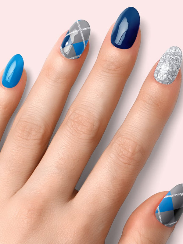 Elegant Blue - Láminas de uñas de gel semicuradas