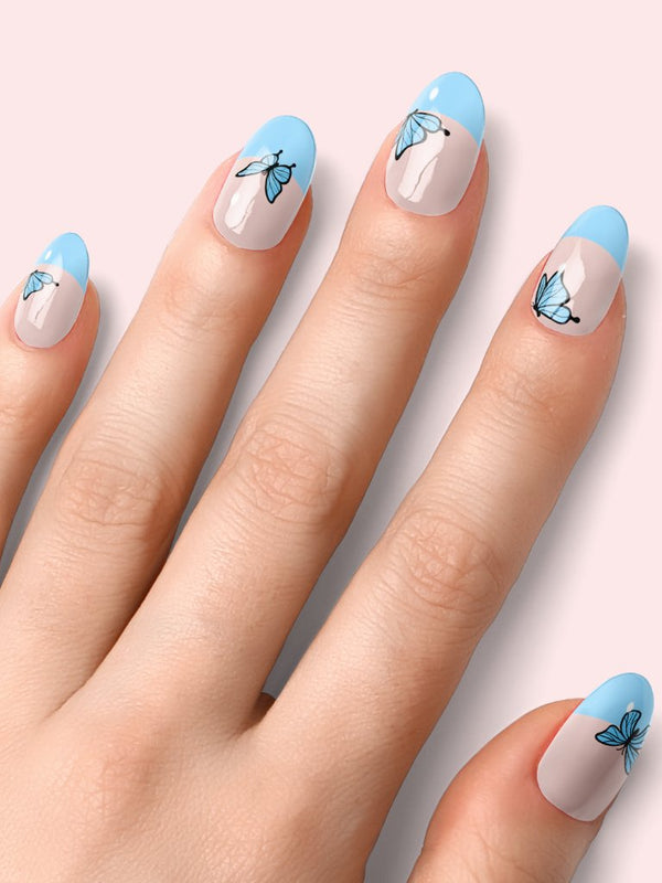 Gel Nail - Papillon Blue - Nooves Nails - Láminas de uñas de gel semicuradas