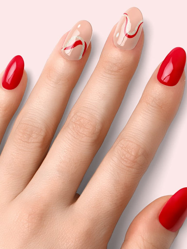 Gel Nail - Red Waves - Nooves Nails - Láminas de uñas de gel semicuradas