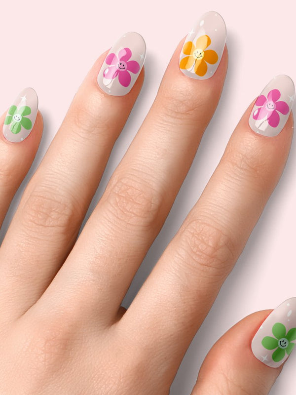 Gel Nail - Smiley Flowers - Nooves Nails - Láminas de uñas de gel semicuradas