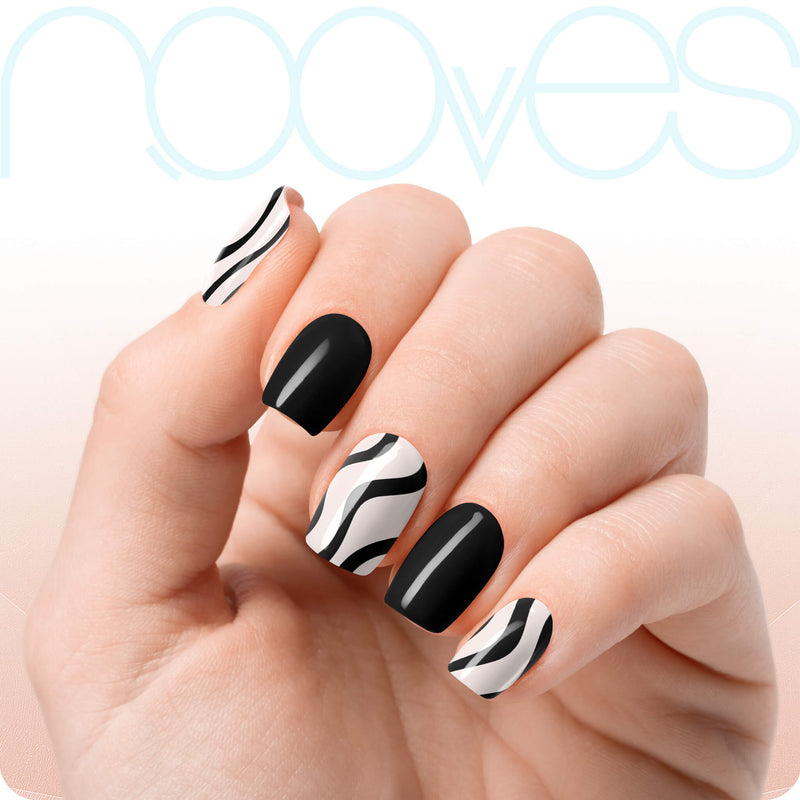 Láminas de Gel Semicuradas Láminas de Gel - Bold Zebra - Nooves Nails - Calidad Profesional Nooves