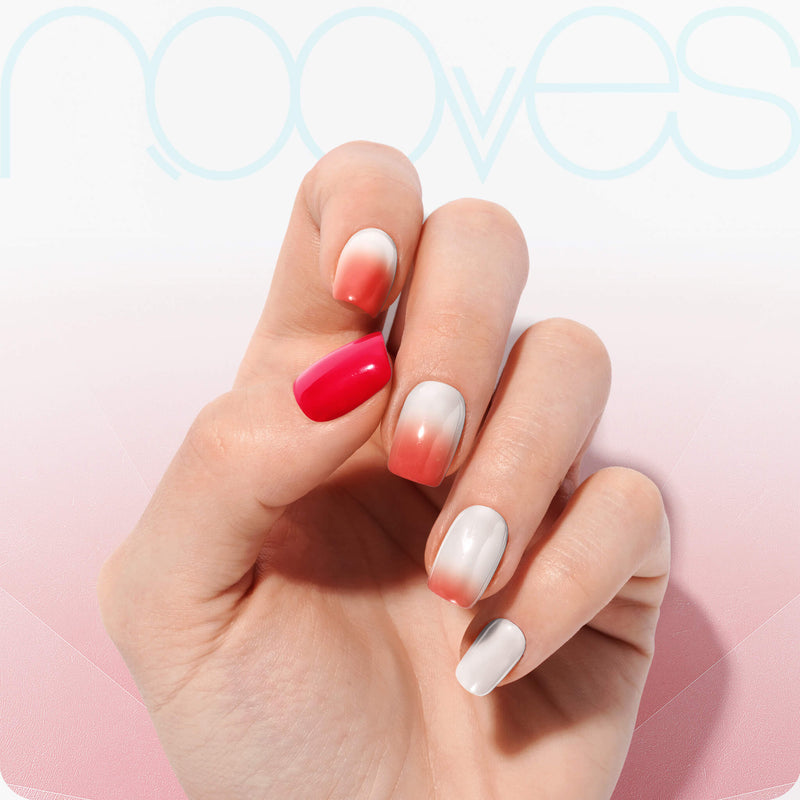 Cómo quedan las uñas de gel Láminas de Gel - Cherry Blossom - ¡Cambian de color! - Nooves Nails - Antes y después